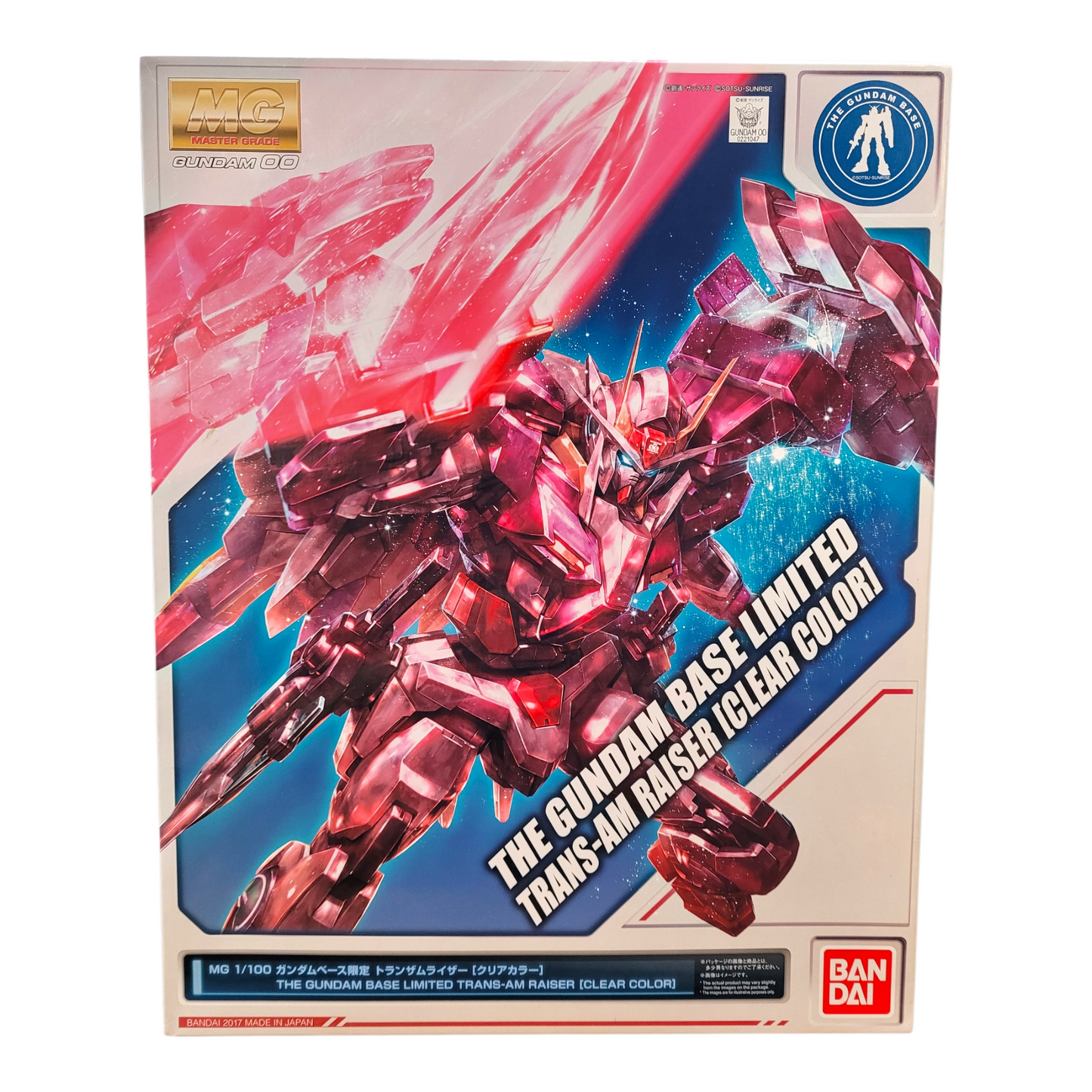 Bandai MG 1/100 GN - 0000 + GNR - 010 TRANS-AM RAISER Clear Color Gundam Base Limited