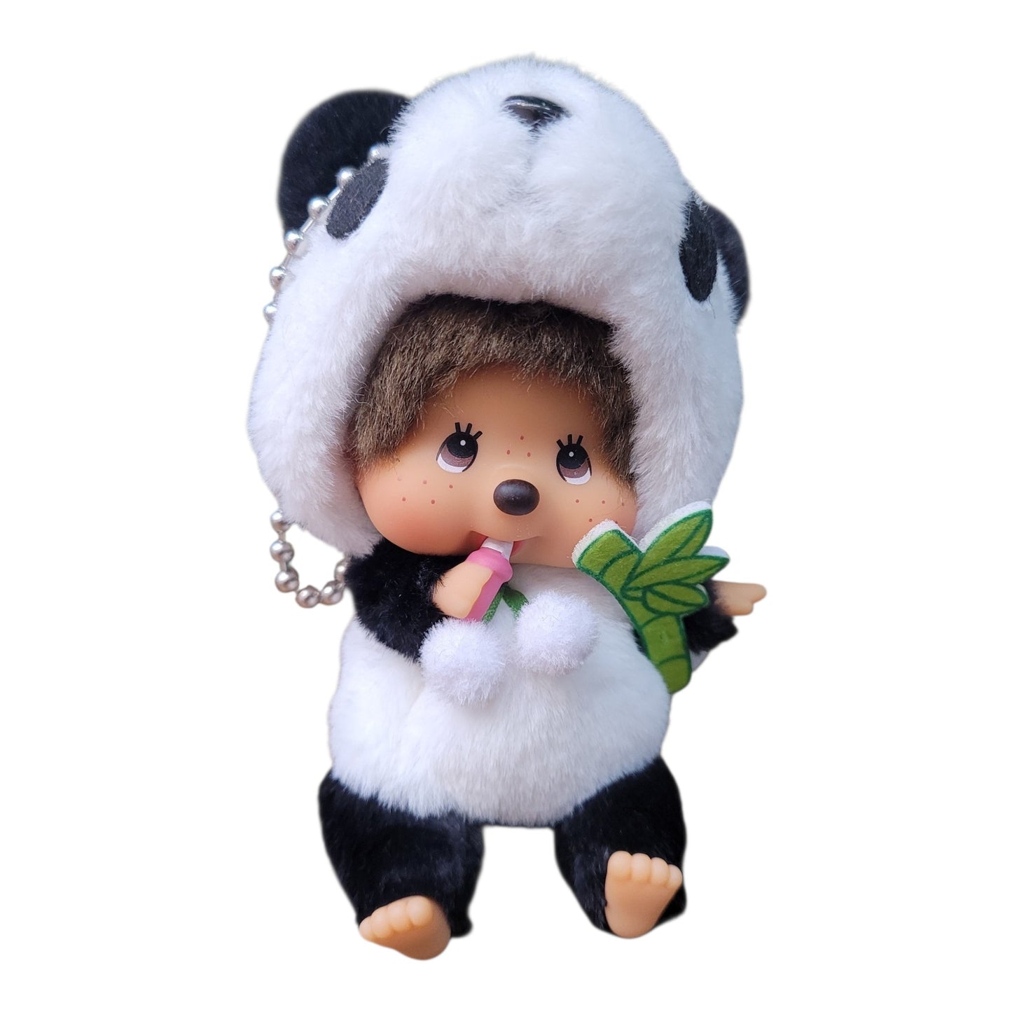 Authentic Panda Monchhichi Plush Doll Keychain