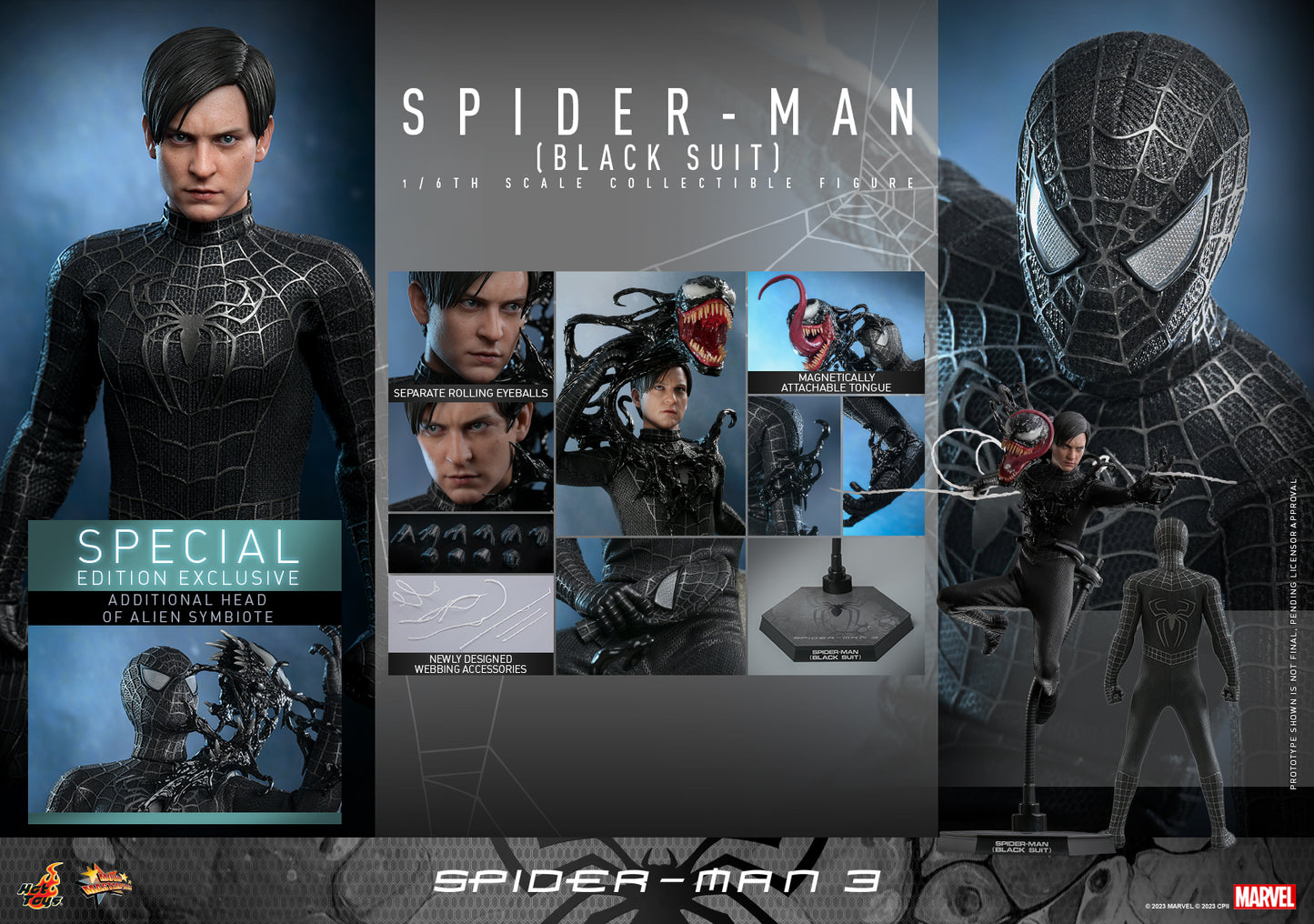 HOT TOYS 1/6 Scale Spider-Man 3 Black Suit Spider-Man