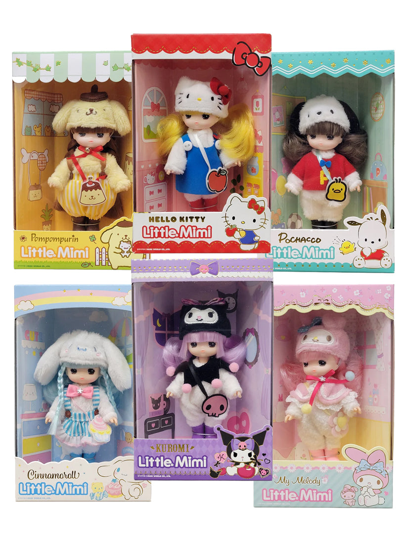 SANRIO × LITTLE MIMI Figure Doll Set - Hello Kitty, Pompompurin, Pochaco, Kuromi, Cinnamoroll, My Melody
