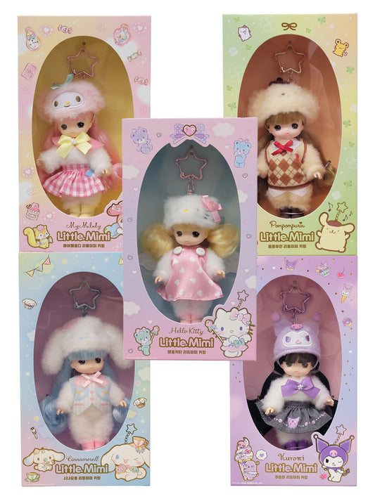 SANRIO × LITTLE MIMI Pendant Key Chain Set - Hello Kitty, My Melody, Pompompuring, Cinnamoroll, Kuromi