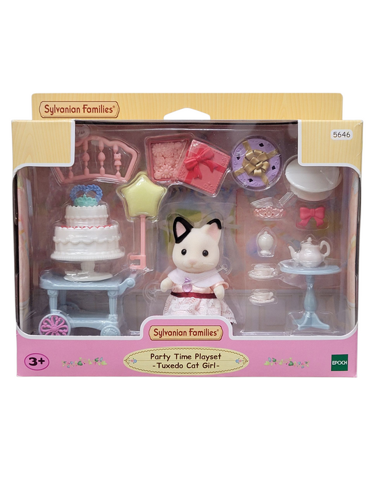 Sylvanian Families Party Time Playset Tuxedo Cat Girl 5646